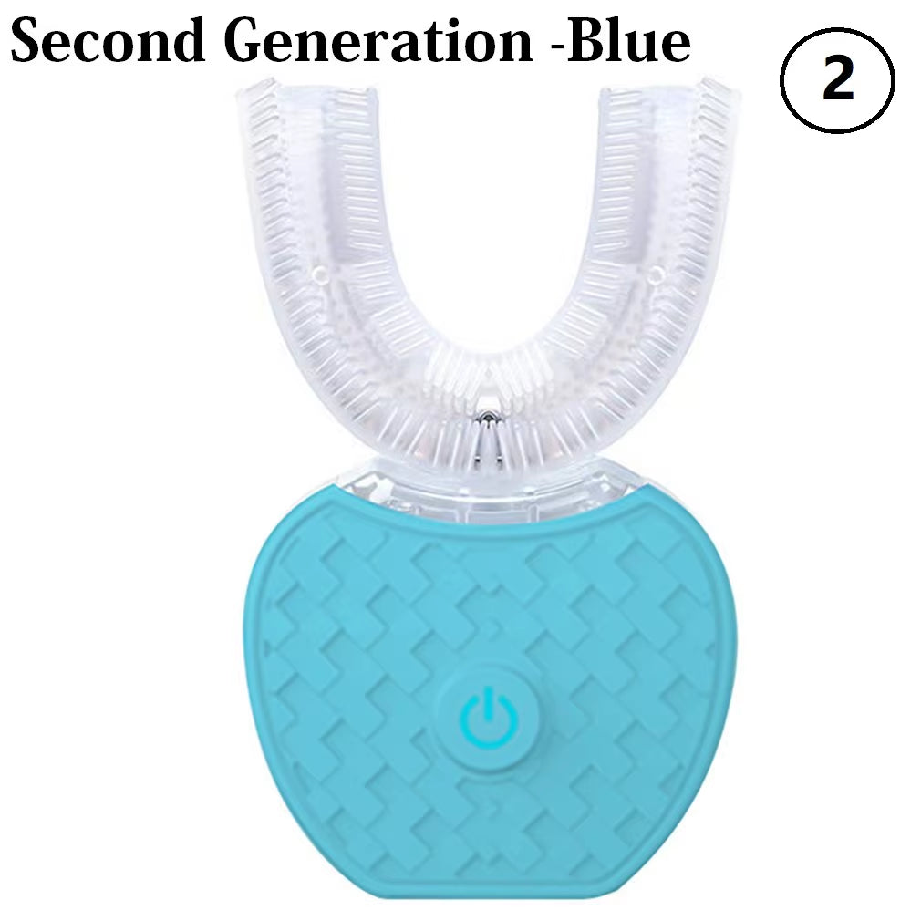 U Shape 360 Degree Automatic Lazy Sonic Electric Toothbrush Cold Blue Light Tooth Whitening Tool Ultrasonic Tooth Cleaner Brush