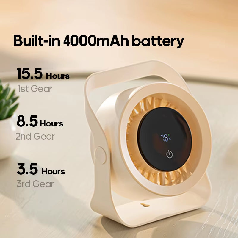 Outdoor Portable Electric Fan 4000Mah Angle Adjustable Rechargeable Desktop Fan Wall Mount Low-Noise 100 Gear Desk Cooling Fan