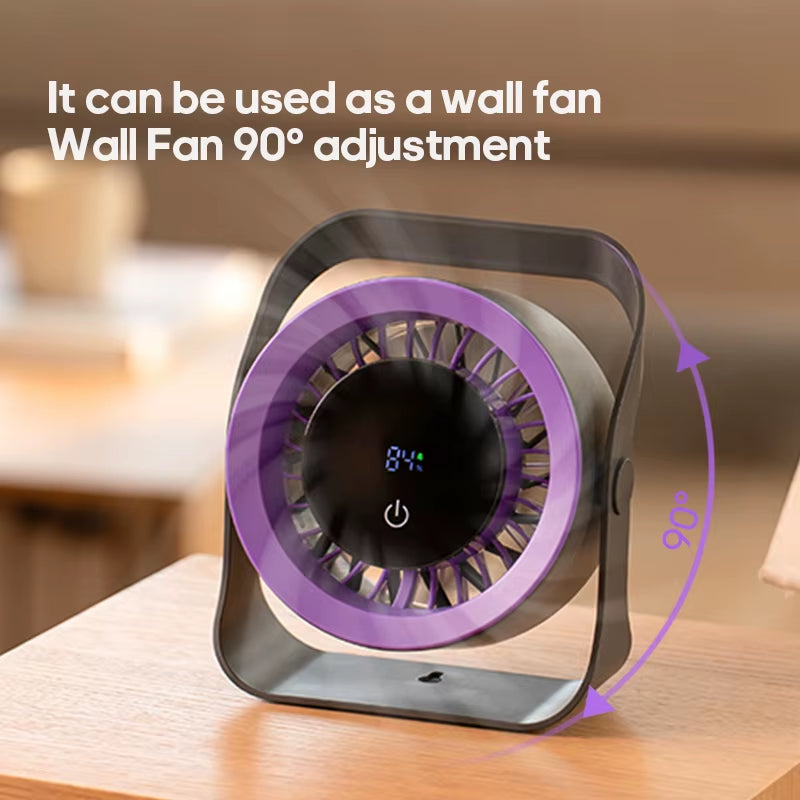 Newest Portable 4000Mah Rechargeable Table Fan Angle Adjustable Wall Fan Remote Control Touch Screen Mini High-Speed Cooling Fan