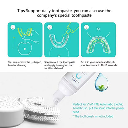 U Shape 360 Degree Automatic Lazy Sonic Electric Toothbrush Cold Blue Light Tooth Whitening Tool Ultrasonic Tooth Cleaner Brush